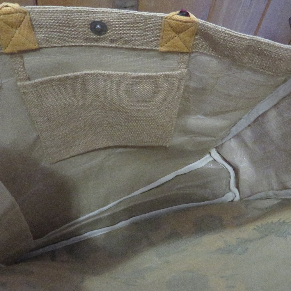 NWT Mona B Hello Sunshine Burlap Bag - Picture 5 of 6